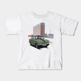 Trabant 601 in front of Batas Skysraper Kids T-Shirt